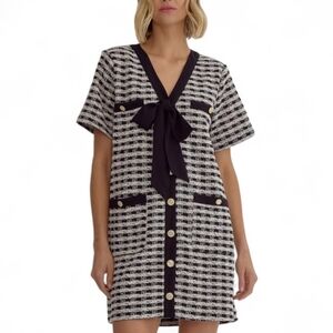 Entro Tweed Pussybow Lady Dress, Size L